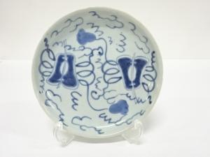 古伊万里　染付　軍配図　六寸皿